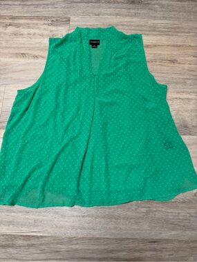 Liz Claiborne XXL Emerald Green Sleeveless Layered V-Neck Blouse